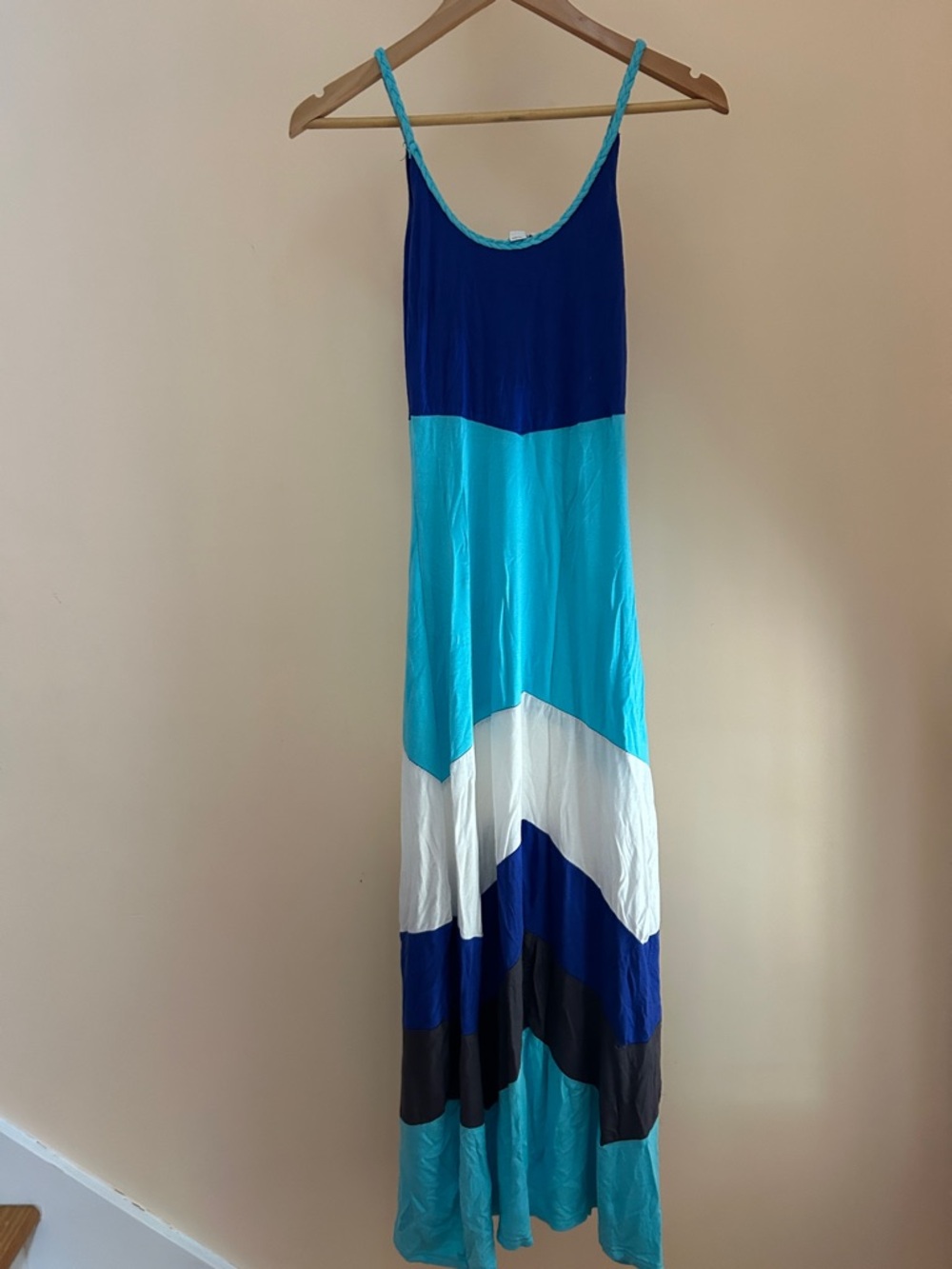 5th & Love Colorblock Maxi Dress Blue Aqua White Sleeveless Women’s Small - Picture 5 of 8